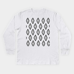 Mudcloth Pattern Minimalist  Abstract  Geometric Shapes Boho  Pattern Kids Long Sleeve T-Shirt